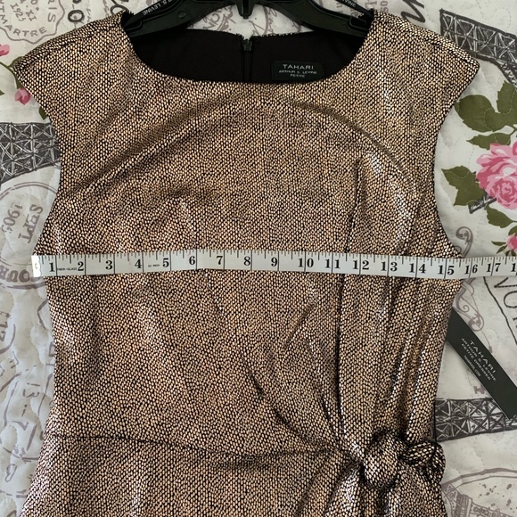 Tahari ASL NWT Bronze /Black Dress size 10P - Picture 9 of 10